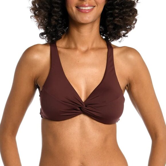 La Blanca Island Goddess Underwire Twist Front Bikini Top Brown Size 6/S NWT - Picture 1 of 6